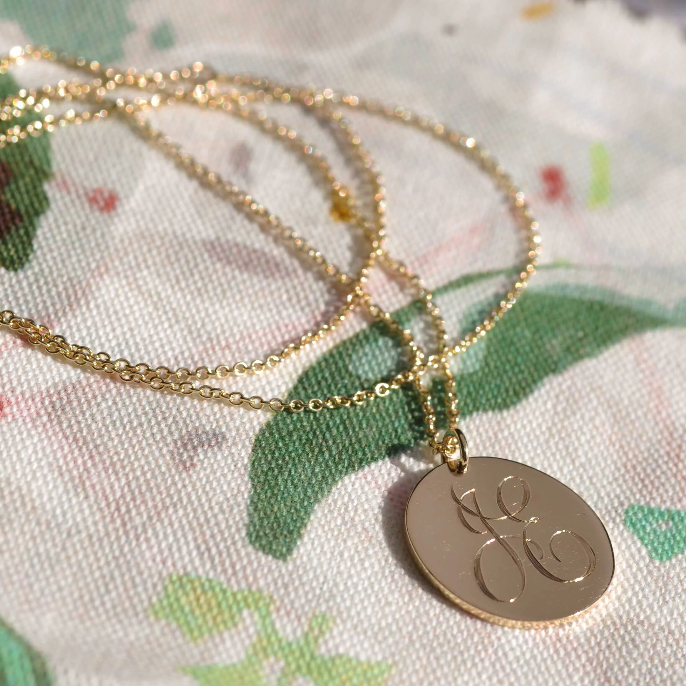 Large Engraved Disc Necklace