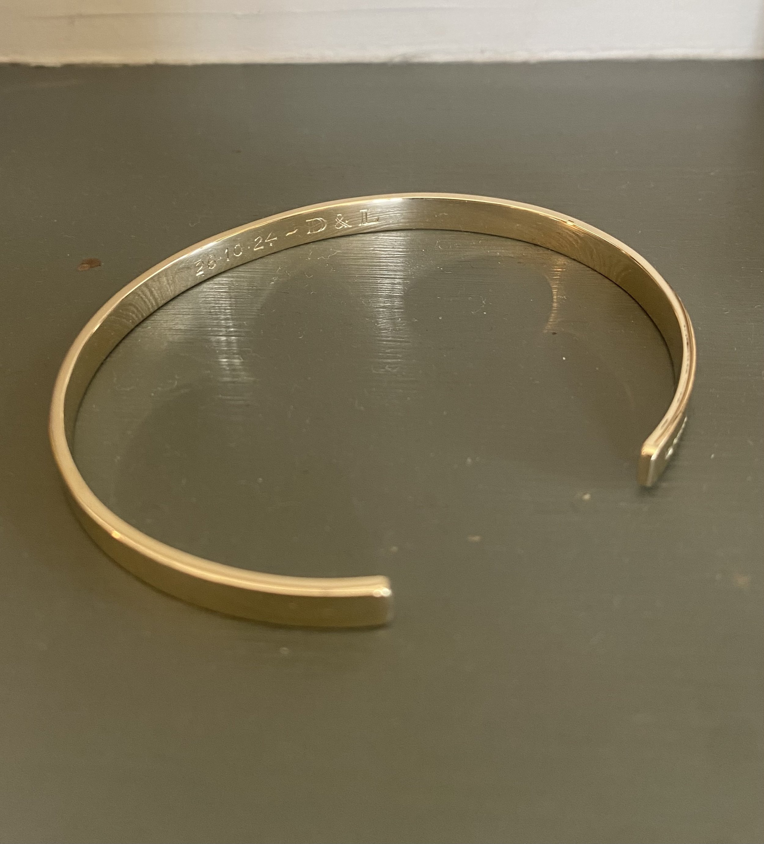 Custom Gold Engraved Cuff Bangle