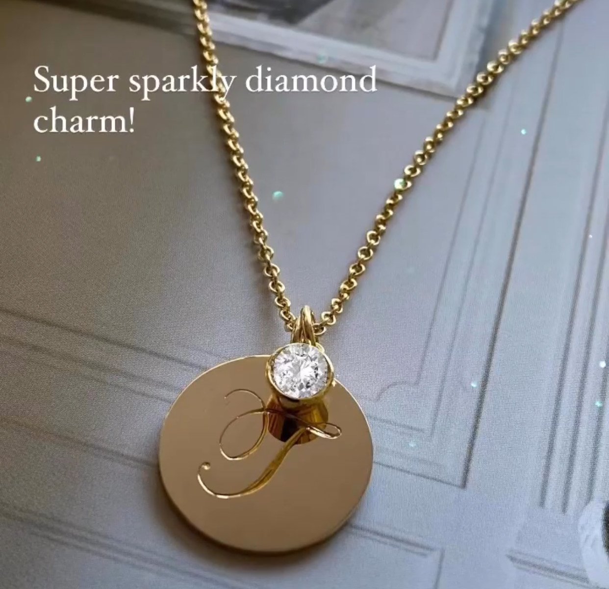 21 mm Engraved Disc with 0.50ct Brilliant Cut Diamond Charm Necklace