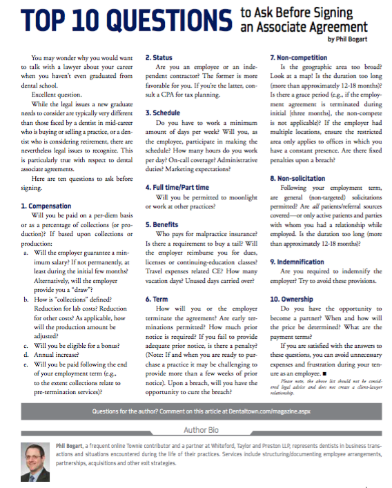 Direct Links to this article may be found at: wtplaw.com and dentaltown.com