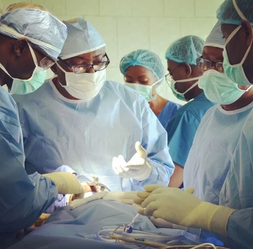 Dr. Christopher and craniofacial team performing a cleft lip and palate repair