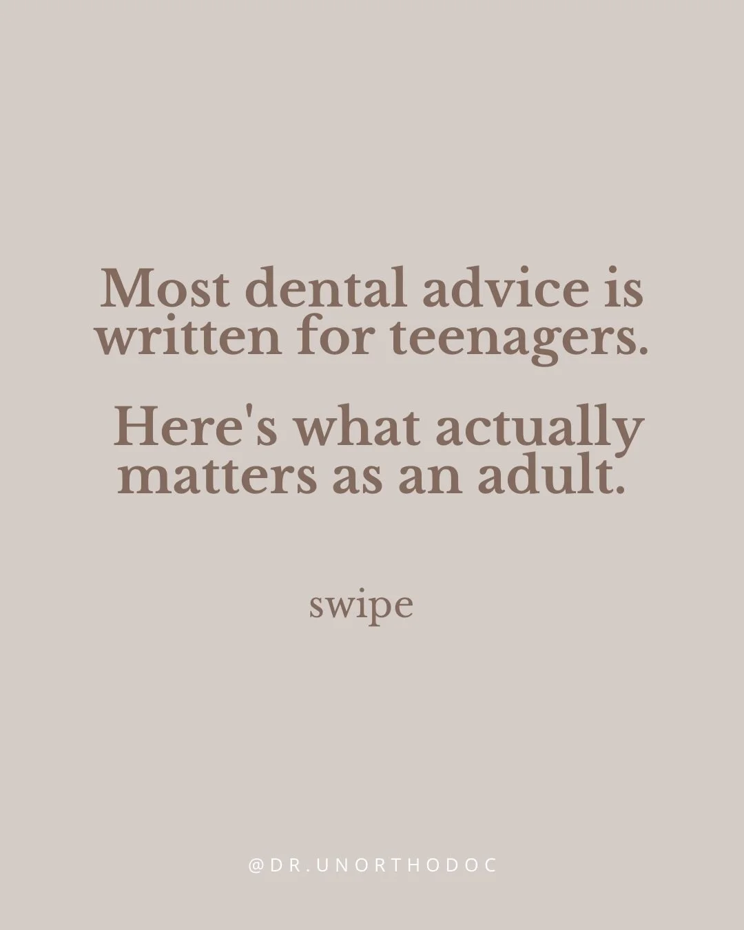 Swipe for the adult oral health guide nobody gave you 

Most of us grew up hearing the same dental advice written for kids and ideal circumstances. But adult life is messier - stress, medication, less sleep, less time&hellip;

These are the things th