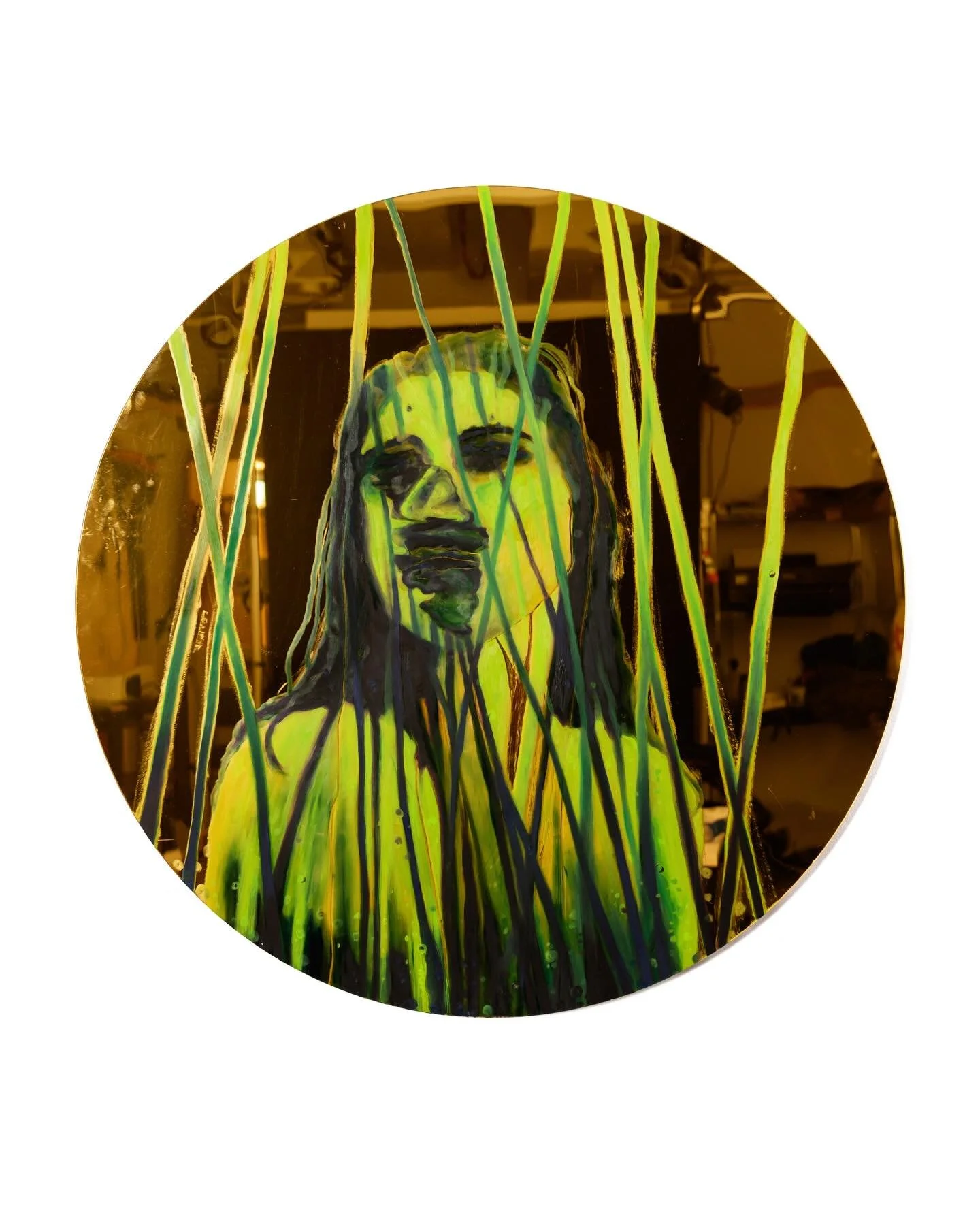 Palter, Oil on Mirror, 34 in. Diameter