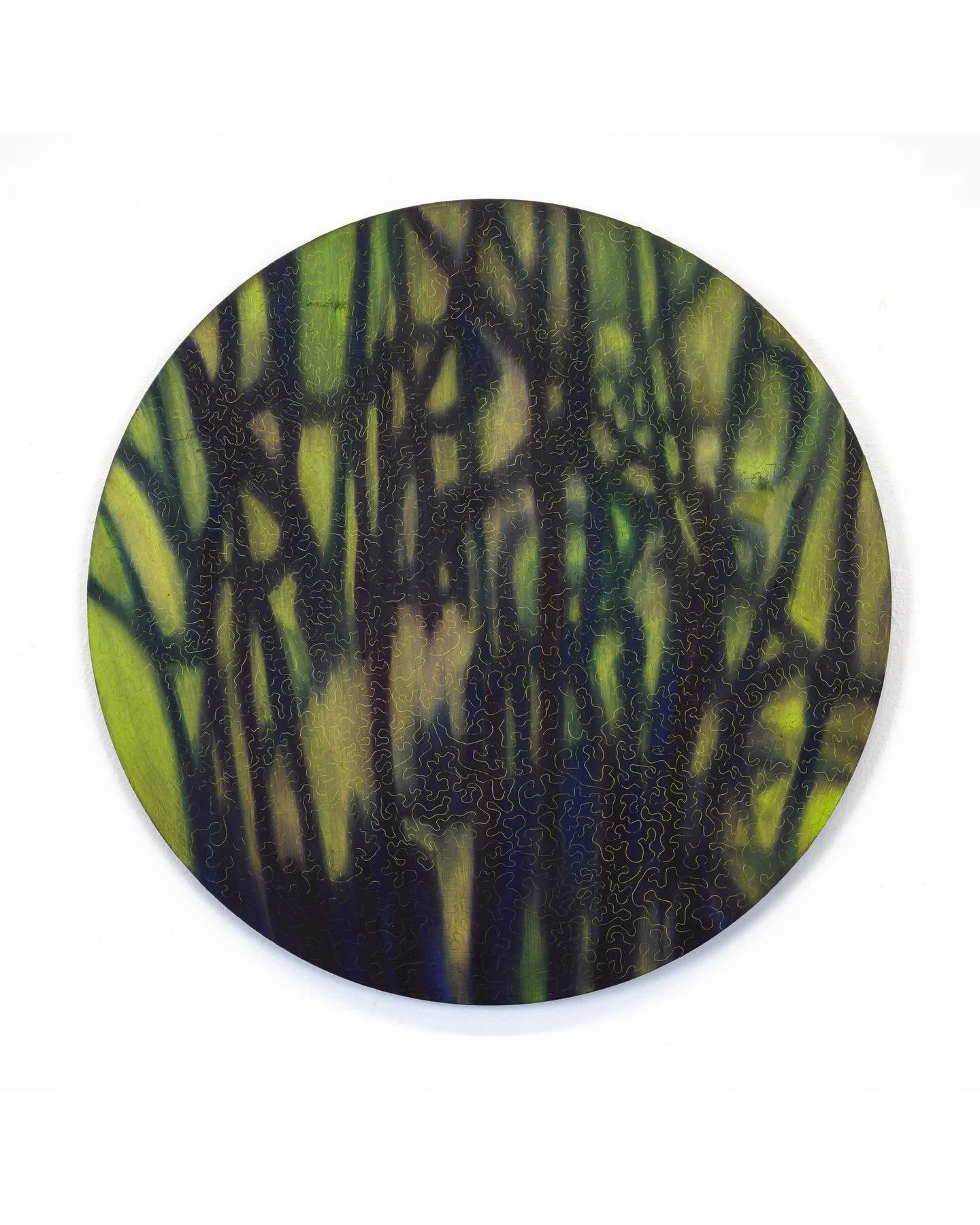 Playing, Oil on Steel, 12 in. Diameter
