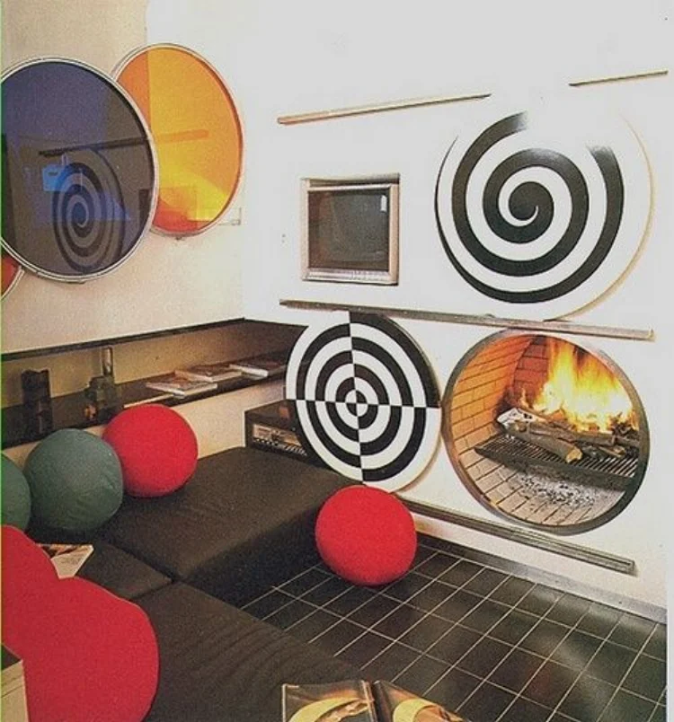 It's important to match the shape of your op art to the shape of your fireplace.