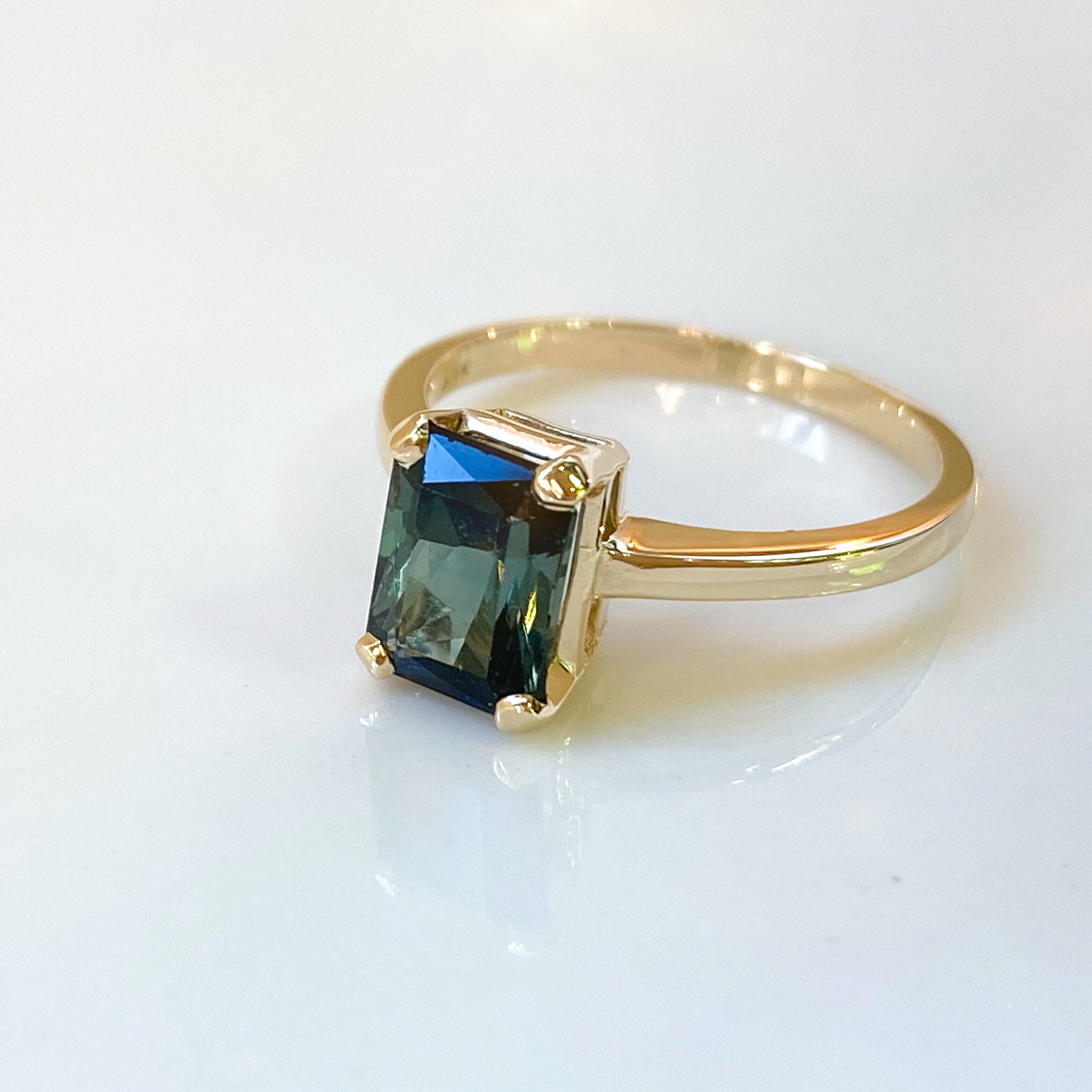 14k yellow gold ring with green tourmaline