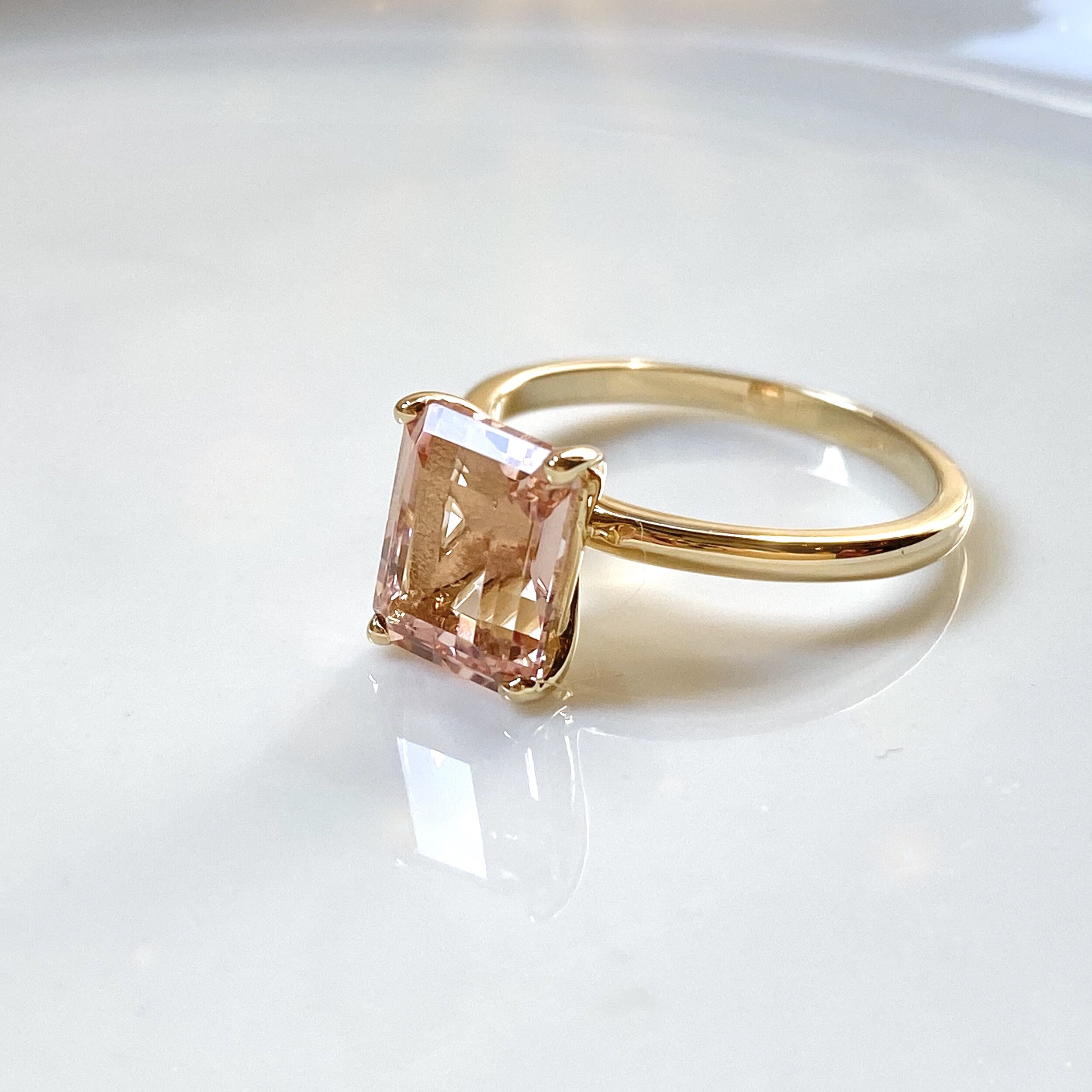 14k yellow gold ring with morganite