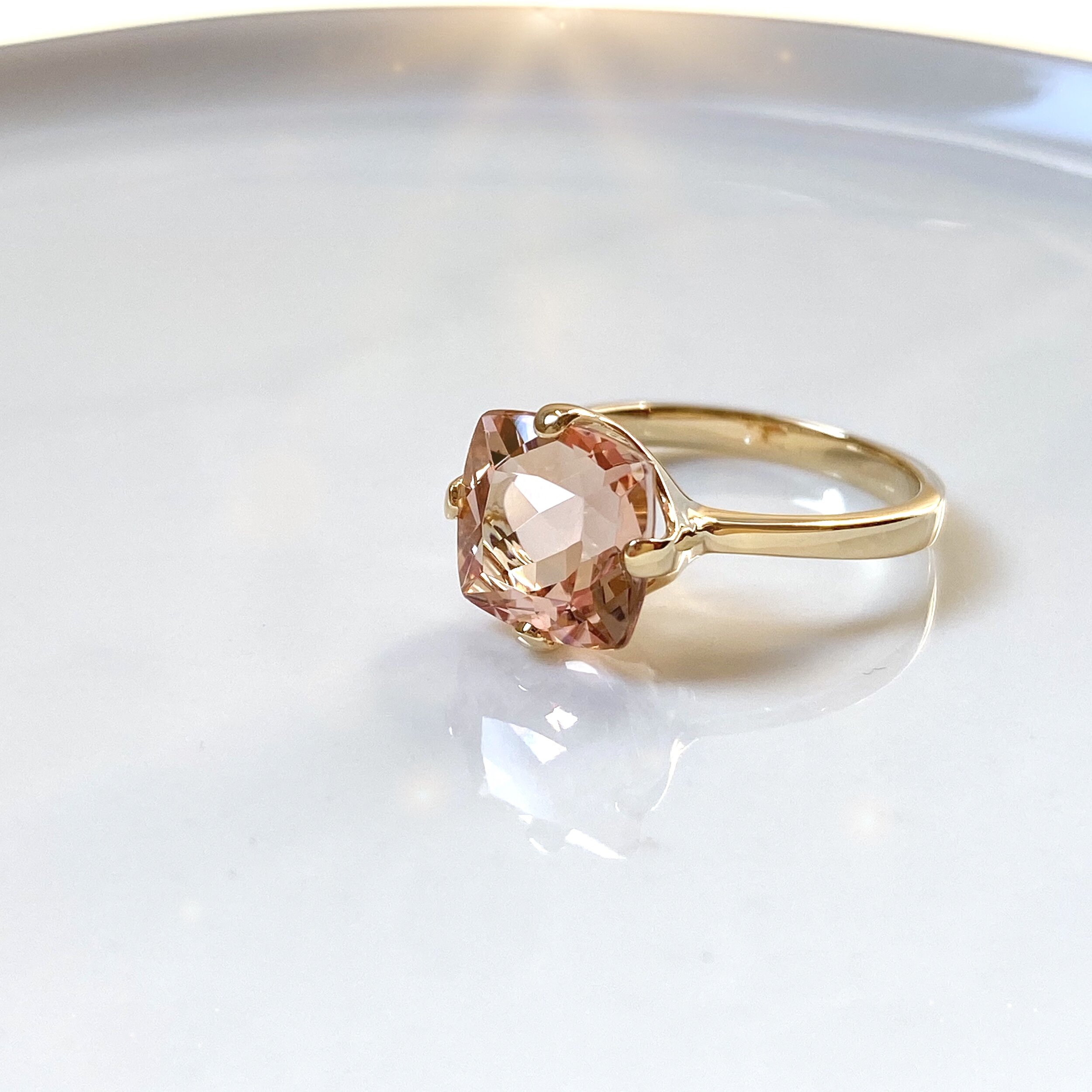 14k yellow gold ring with morganite