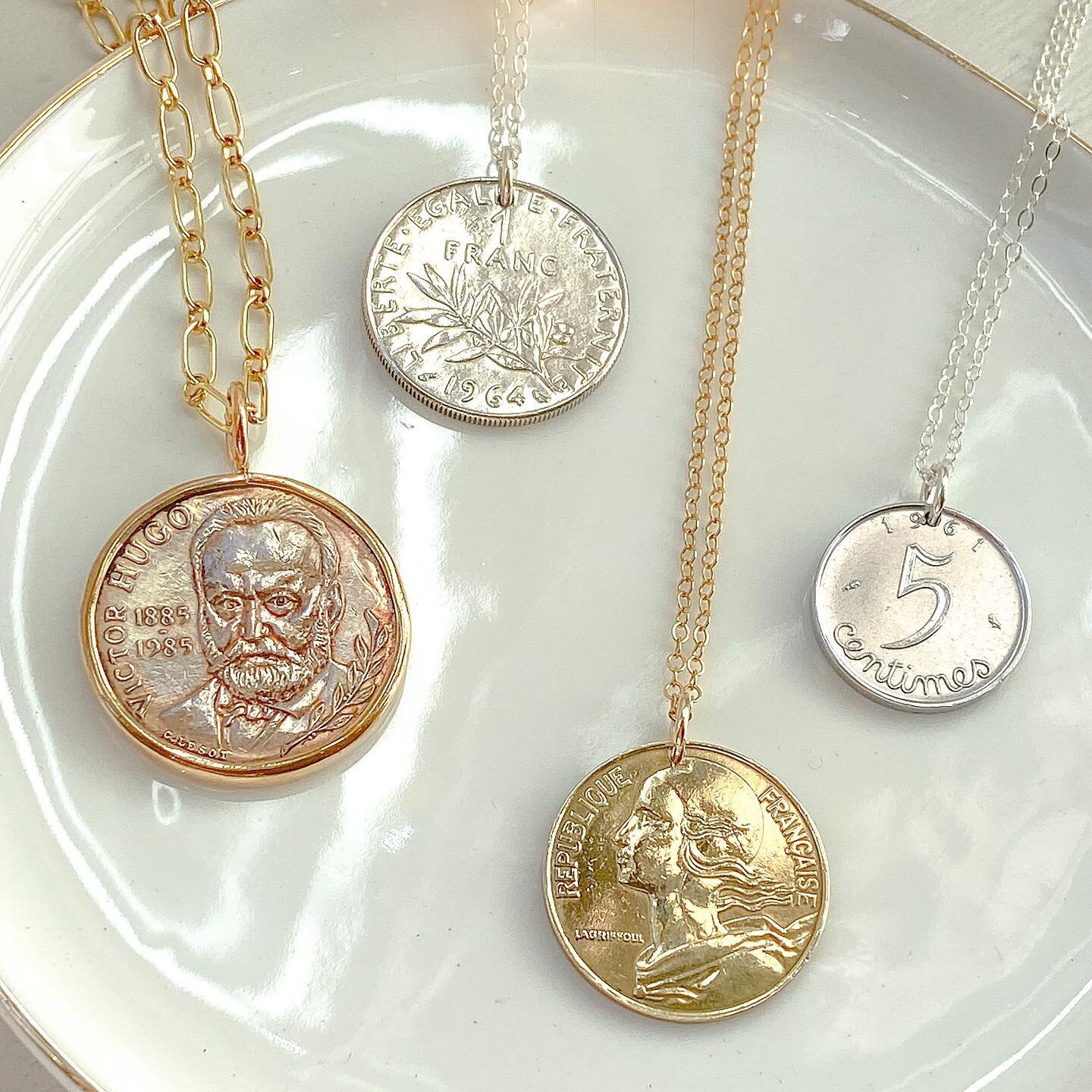 The French Coin necklaces are back in stock!💕 And new to the shop are French Coin earrings!  Make your appointment today to come see these beauties!