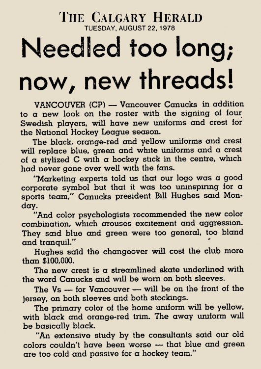 CANUCKS CHANGE_1978
