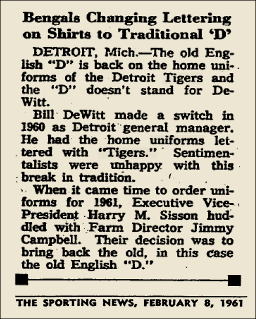 The Detroit Tigers, Rarely Known as Tigers in Uniform — Todd