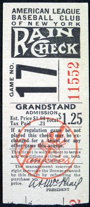 1946 YANKEES STUB