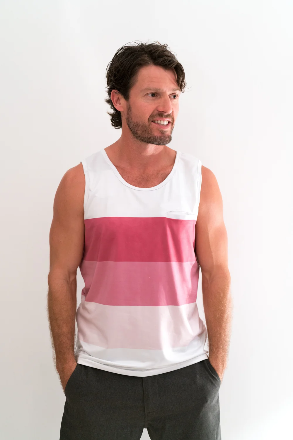 6 Pocket Men's Tank Top - Flamingo Pink Freedom — dasFlow