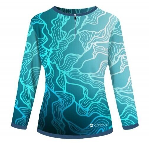 custom sublimated rash guard blue with ocean sea weed print made in usa (Copy)