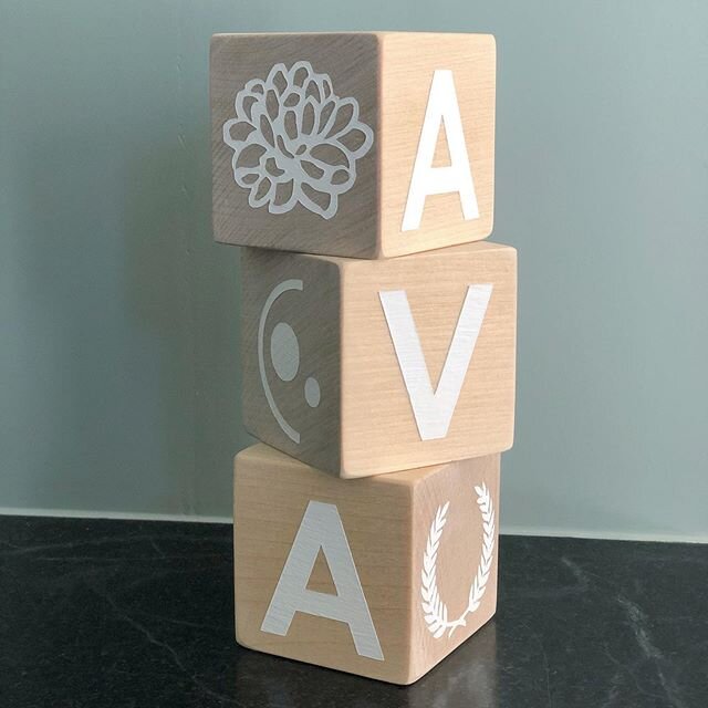 Baby blocks for baby Ava... ✌🏻 What do you all think of the new shapes design ? #modernblocks #handmade #organic #baby #babyblocks #custom #nursery #babygirl #woodentoys #ecotoys