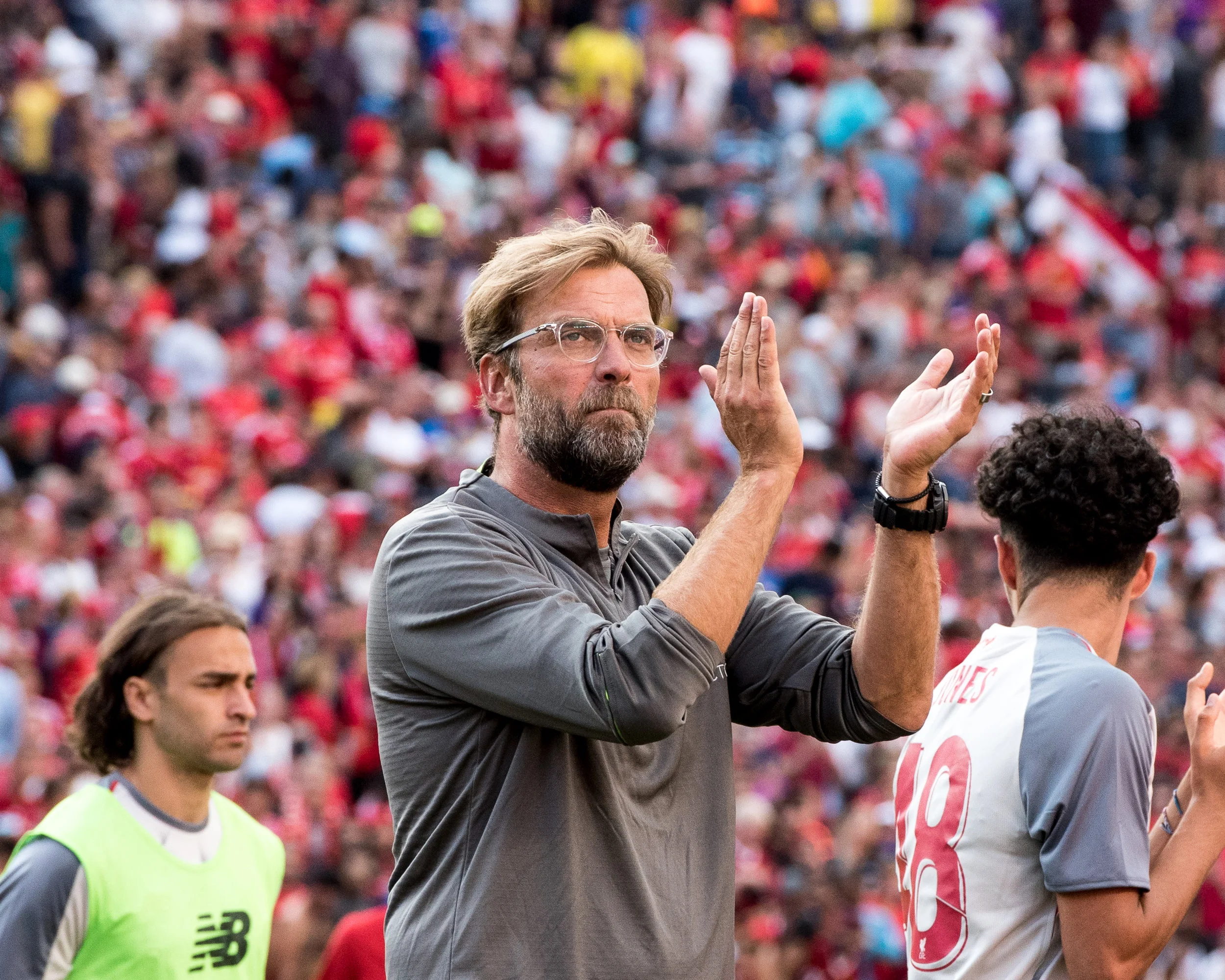 Jürgen Klopp applauds the tremendous support in Ann Arbor Saturday - Photo: Elizabeth Wenner