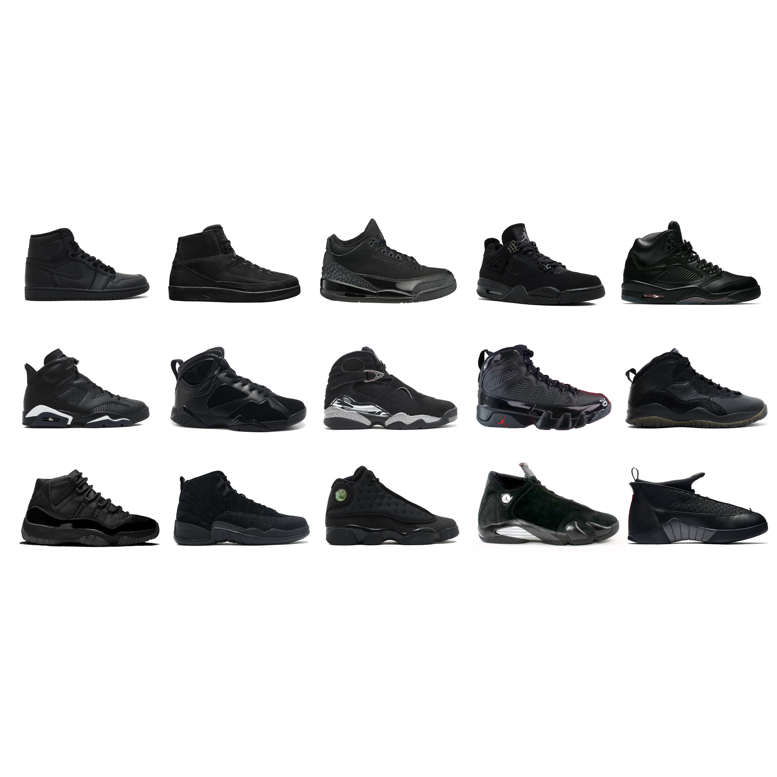 Jordans I-XV - Black All Black | All 