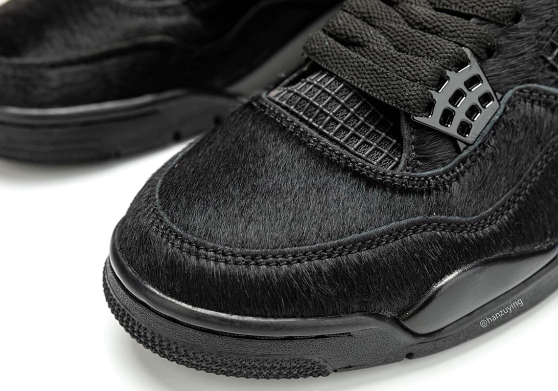 All Black Nike Air Jordan 4 Cow Fur 