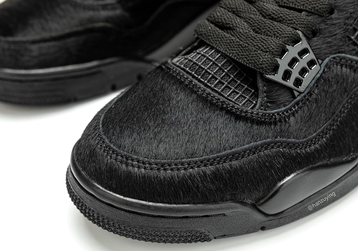 All Black Nike Air Jordan 4 Cow Fur
