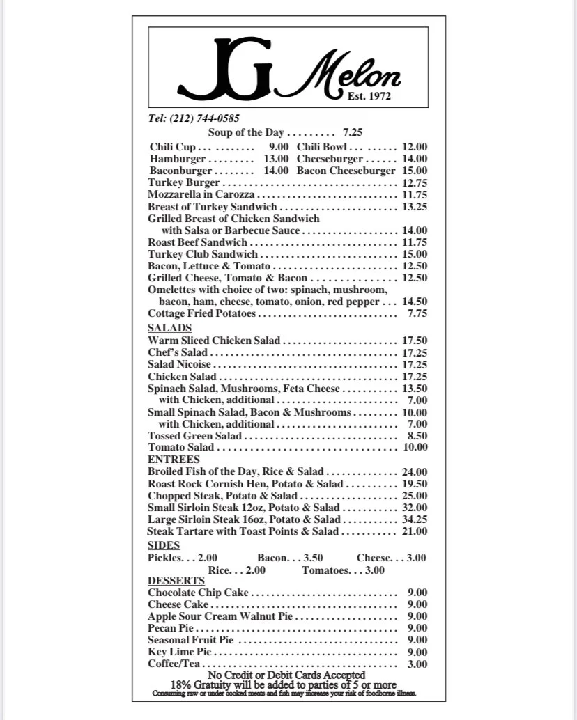 Menu — jgmelonnyc