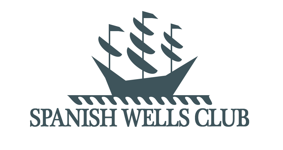 Logo of Spanish Wells Club featuring a stylized sailboat with six sails and the club's name beneath.