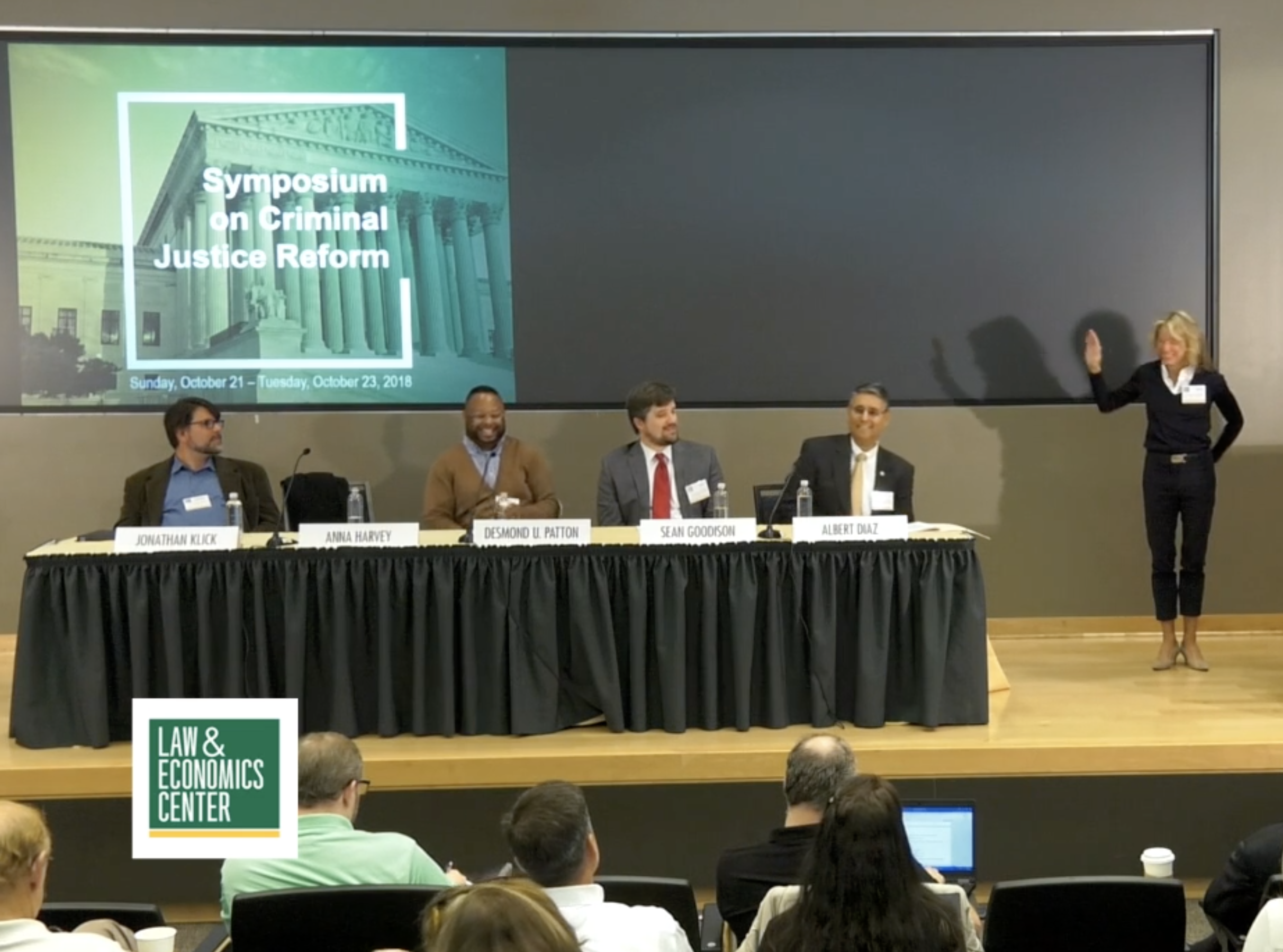 George Mason University Symposium on Criminal Justice Reform: The New Technology of Policing. Jonathan Klick, Professor of Law, University of Pennsylvania; Anna Harvey, Professor of Politics and Director, Public Safety Lab, New York University; Desm…