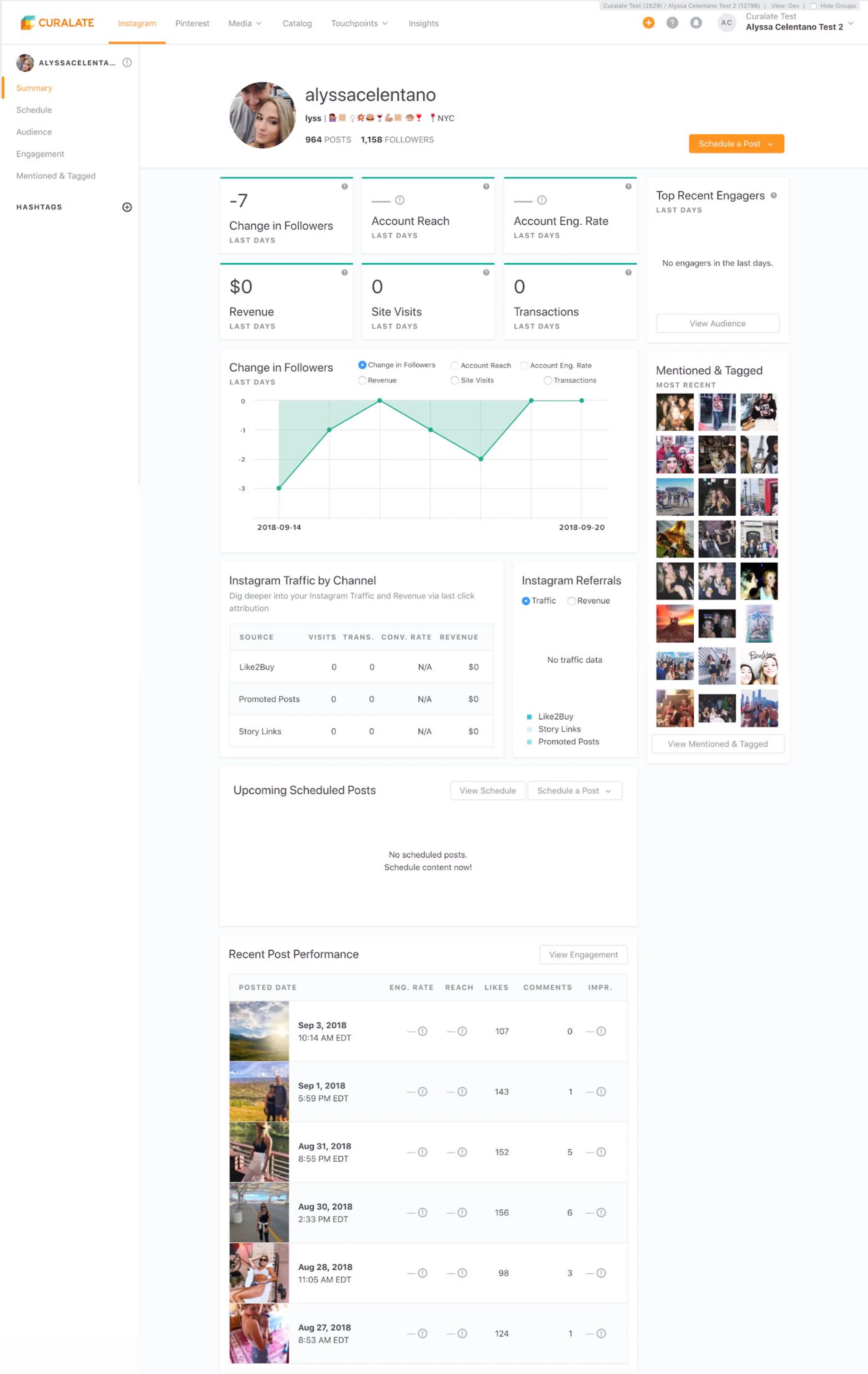 Curalate Instagram Dashboard
