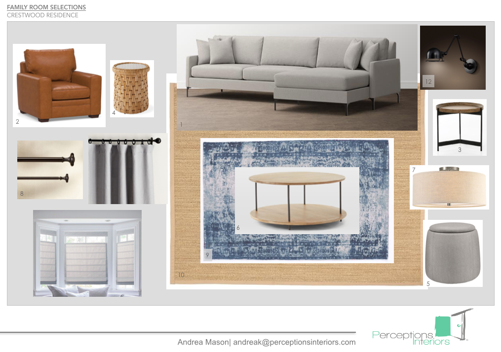 1. Bassett 2. Pottery Barn 3. Four Hands 4. Serena and Lilly 5. Room + Board 6. West Elm 7. Room + Board 8. Pottery Barn 9. West Elm 10. Pottery Barn 12. Restoration Hardware
