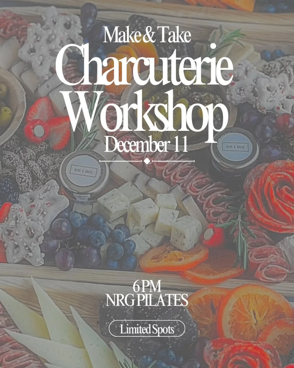 Still thinking about our Pilates + Charcuterie Night? 🧀✨

Spots are filling fast for our Dec. 11 event:
🕔 Reformer Class at 5 PM (optional but so fun!)
🧀 Make &amp; Take Charcuterie Workshop at 6 PM with Olive &amp; Graze

It&rsquo;s the perfect m