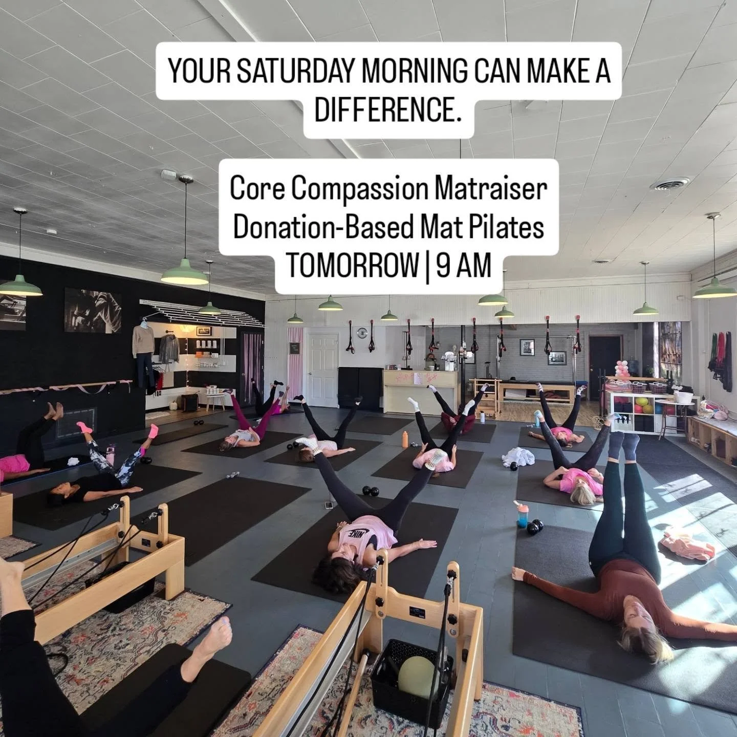 PILATES FOR A PURPOSE. 

Tomorrow morning, we're coming together for something bigger than a workout.

Join us for our first Core Compassion Matraiser, a donation-based Mat Pilates class supporting the Core Compassion Project and its mission to help 