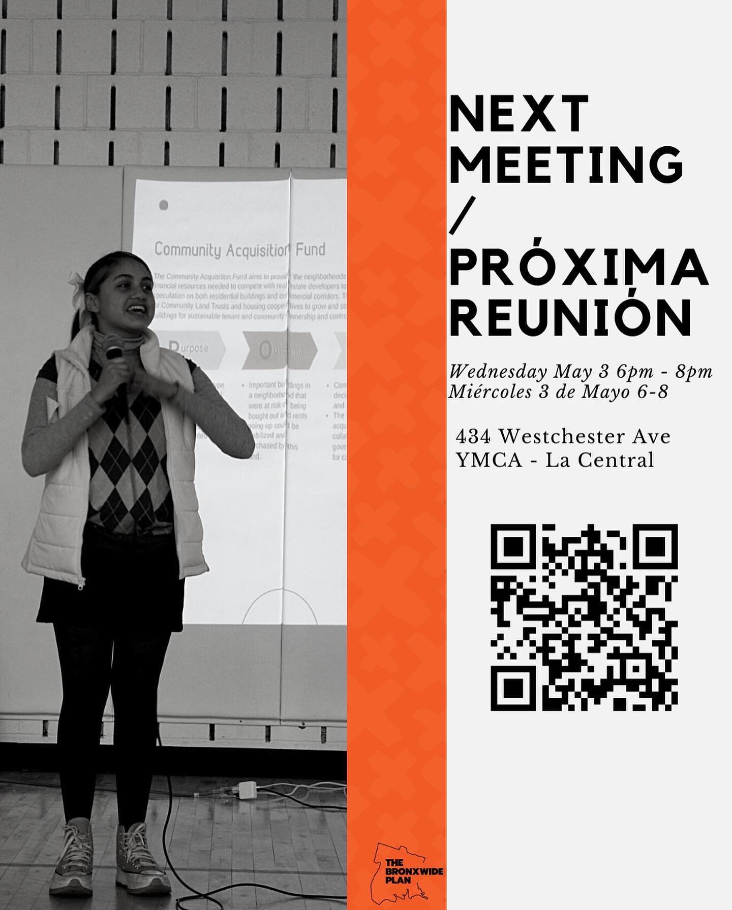 Next In-Person Meeting...

Is this Wednesday, May 3rd, 2023 (6PM) at @lacentralymca. 

Calling all returning supporters and newcomers to the plan!

Registration/RSVP in our LinkTree.

#TheBronxwidePlan #OurBronxOurPlanOurPower #BronxwideCoalition #Bu