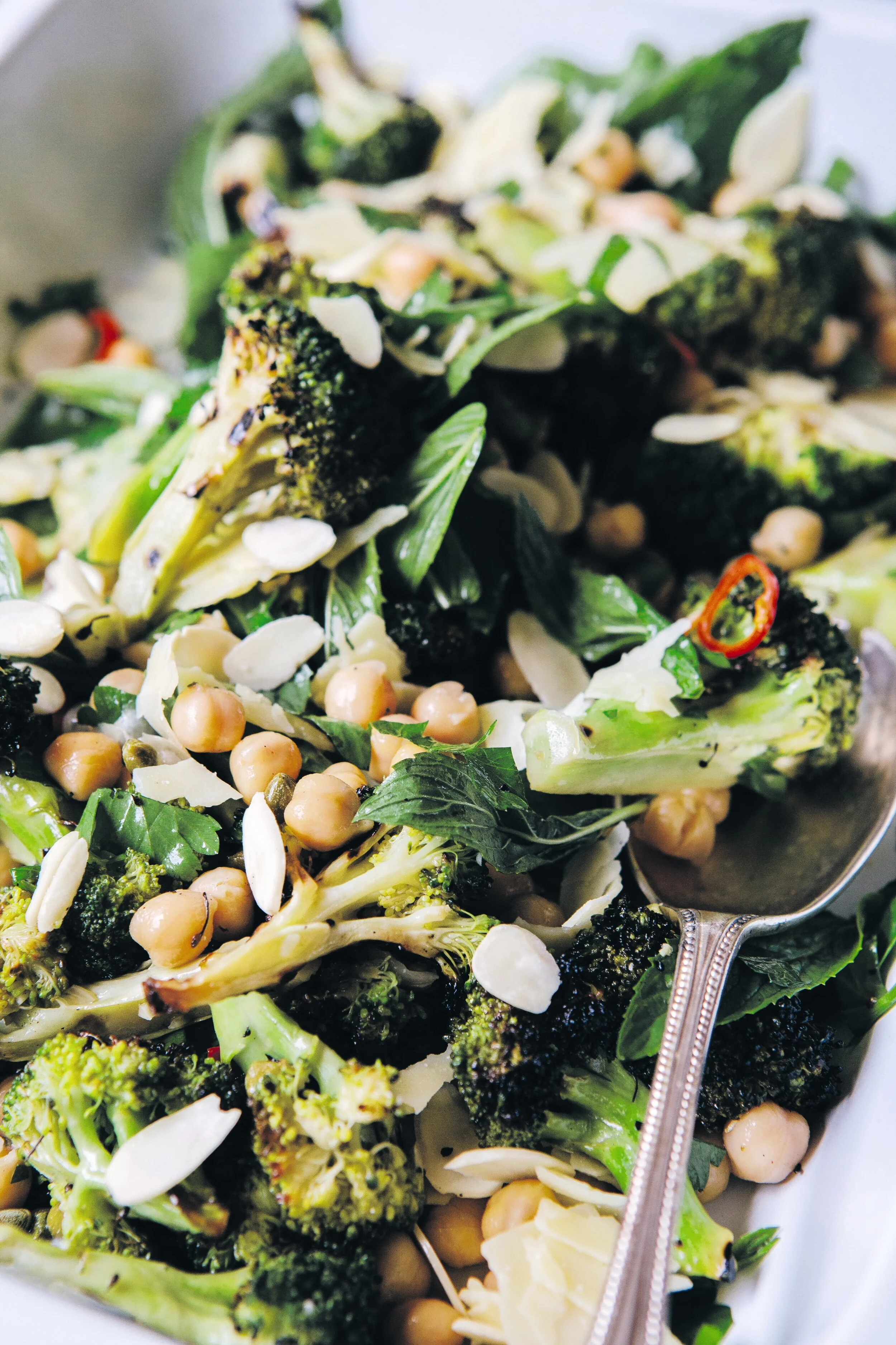 Grilled Broccoli Salad with Lemon, Chili, and Chickpeas — Cherry Bombe