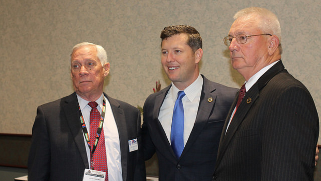 Left to right: Chair of Kentucky State ESGR, Mr. Allen Youngman (MG Ret); HON Patrick Murphy, Undersecretary of the Army; and Mr. Norman Arflack (BG Ret), Commissioner of the Kentucky Department of Veterans Affairs, State of Kentucky
