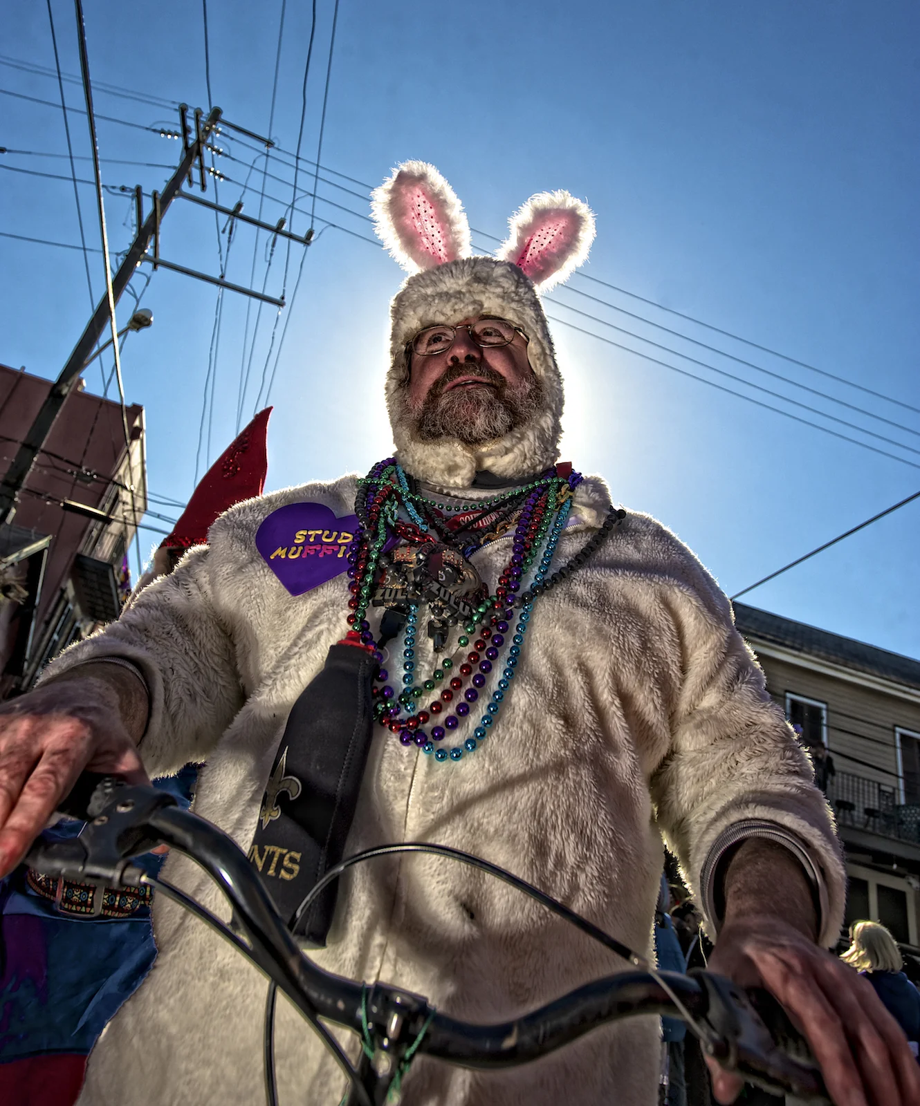 Scott Pashley as Stud Muffin on Mardi Gras Day in New Orleans. Image by New Orleans based travel photographer, Marc Pagani