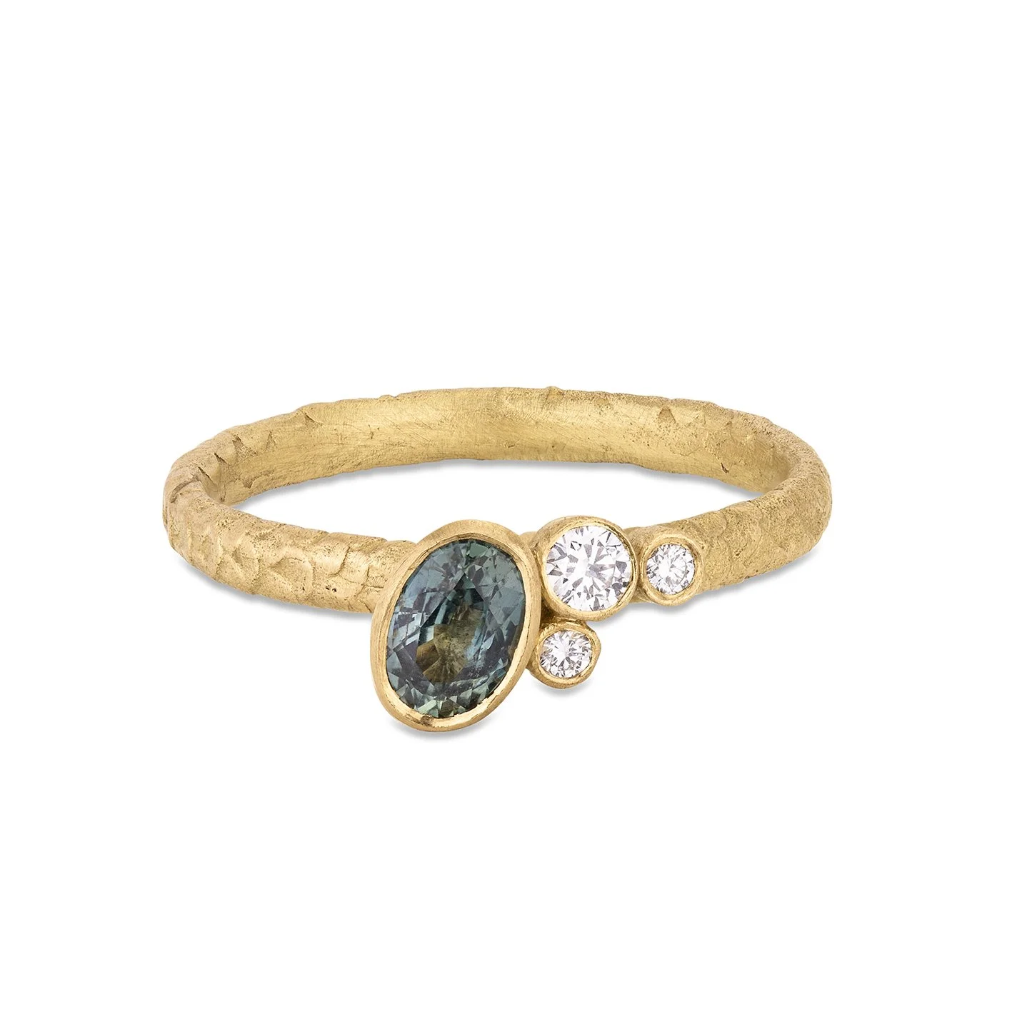 Grey Sapphire Diamond Cluster Ring