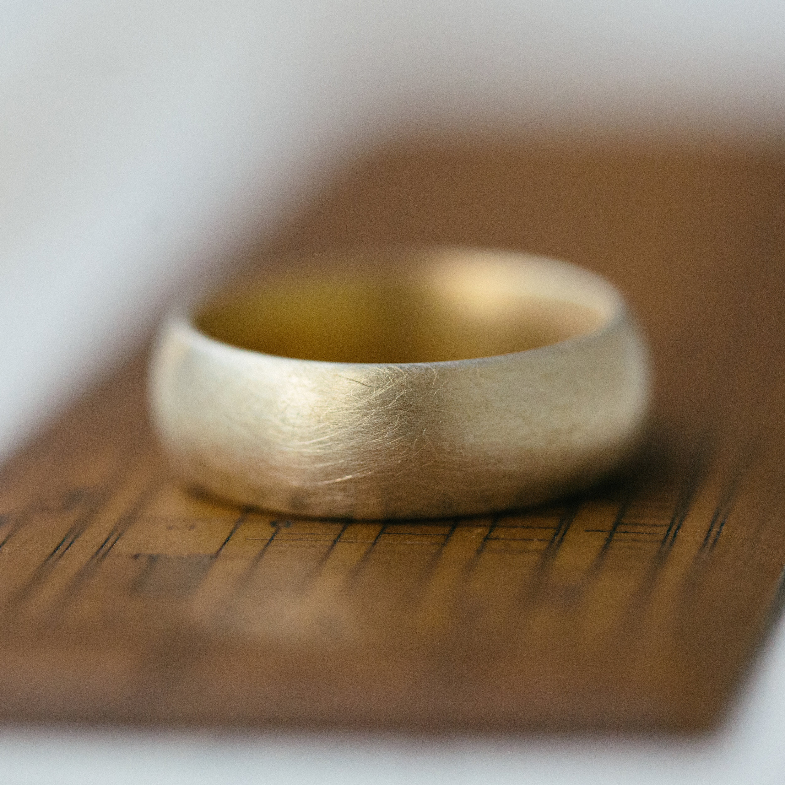 Mens Wide Pebble Wedding Ring