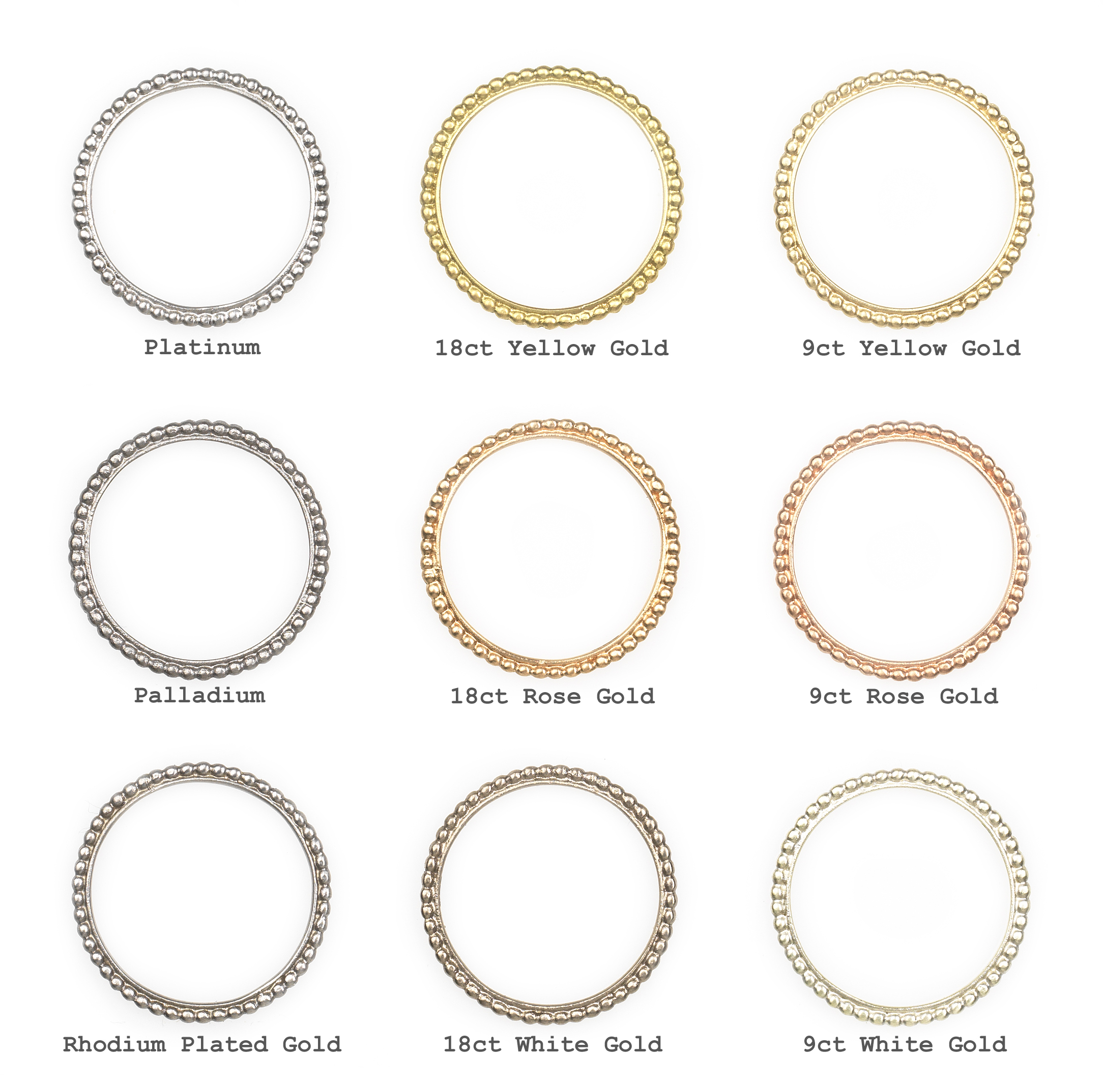 Gold Carat Colour Chart