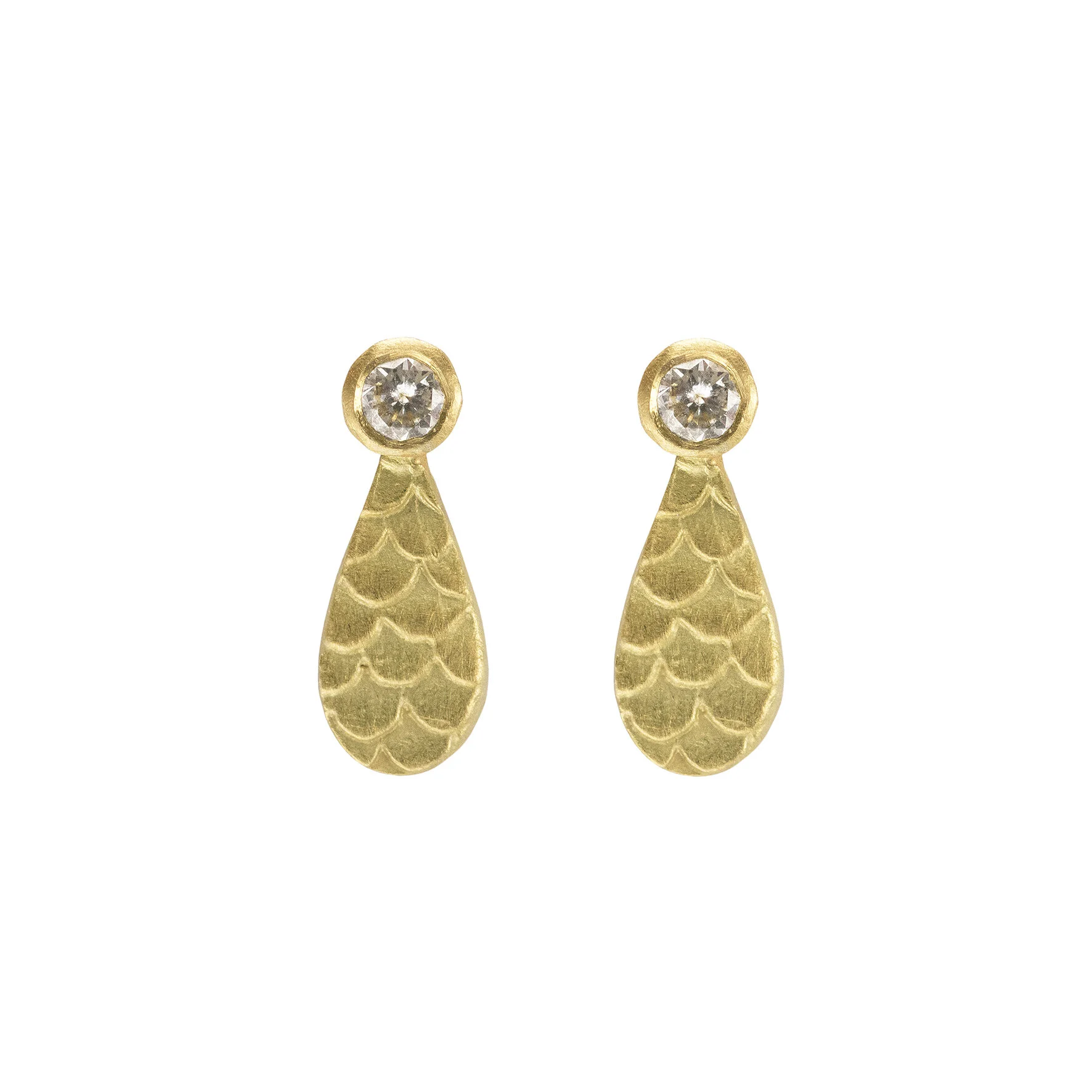 Catkin Diamond Droplet Studs in 18ct Yellow Gold