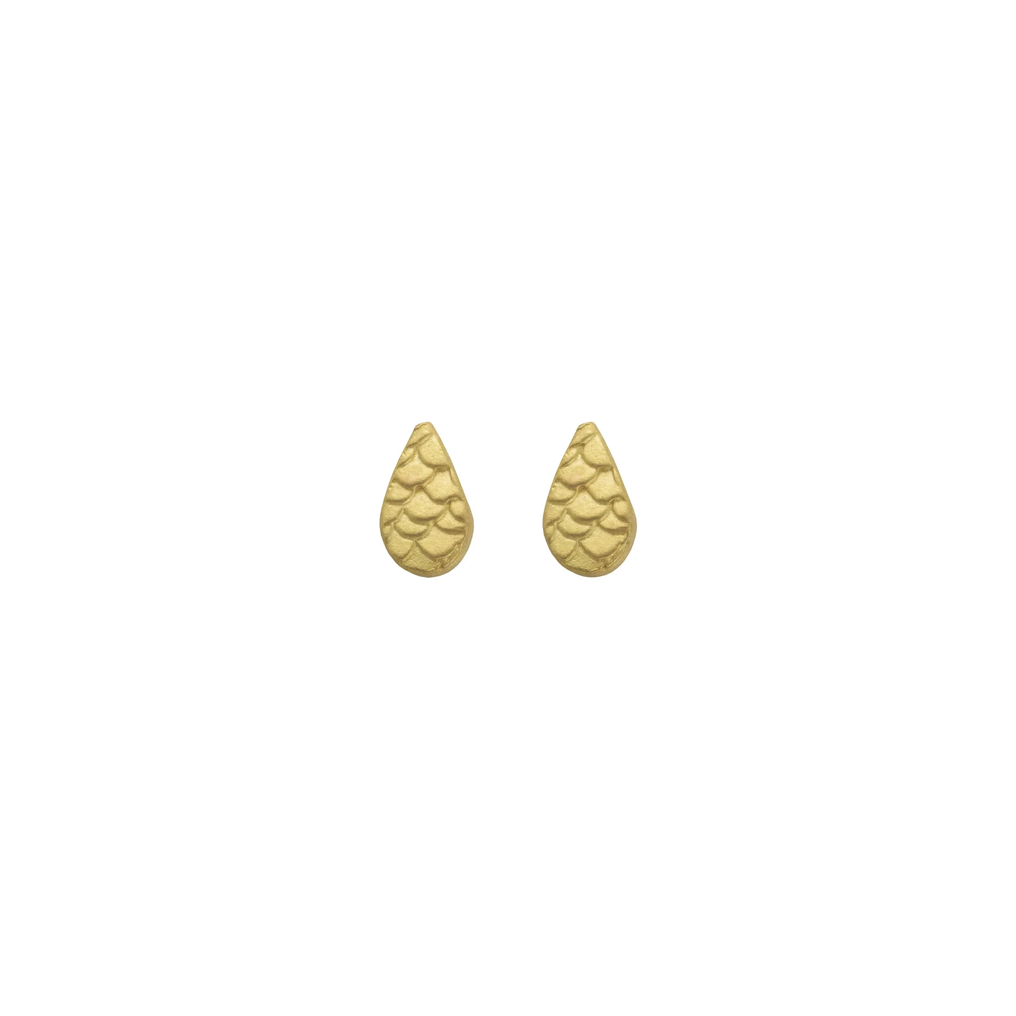 Tiny Catkin Droplet Studs in 18ct Yellow Gold