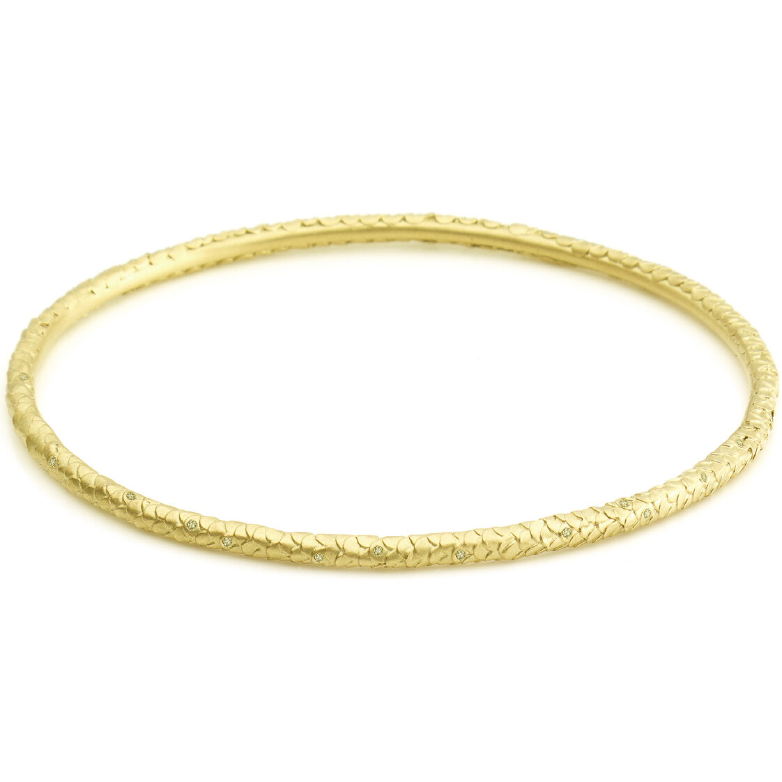 Catkin Bangle in 18ct Yellow Gold with a Scatter of Diamonds