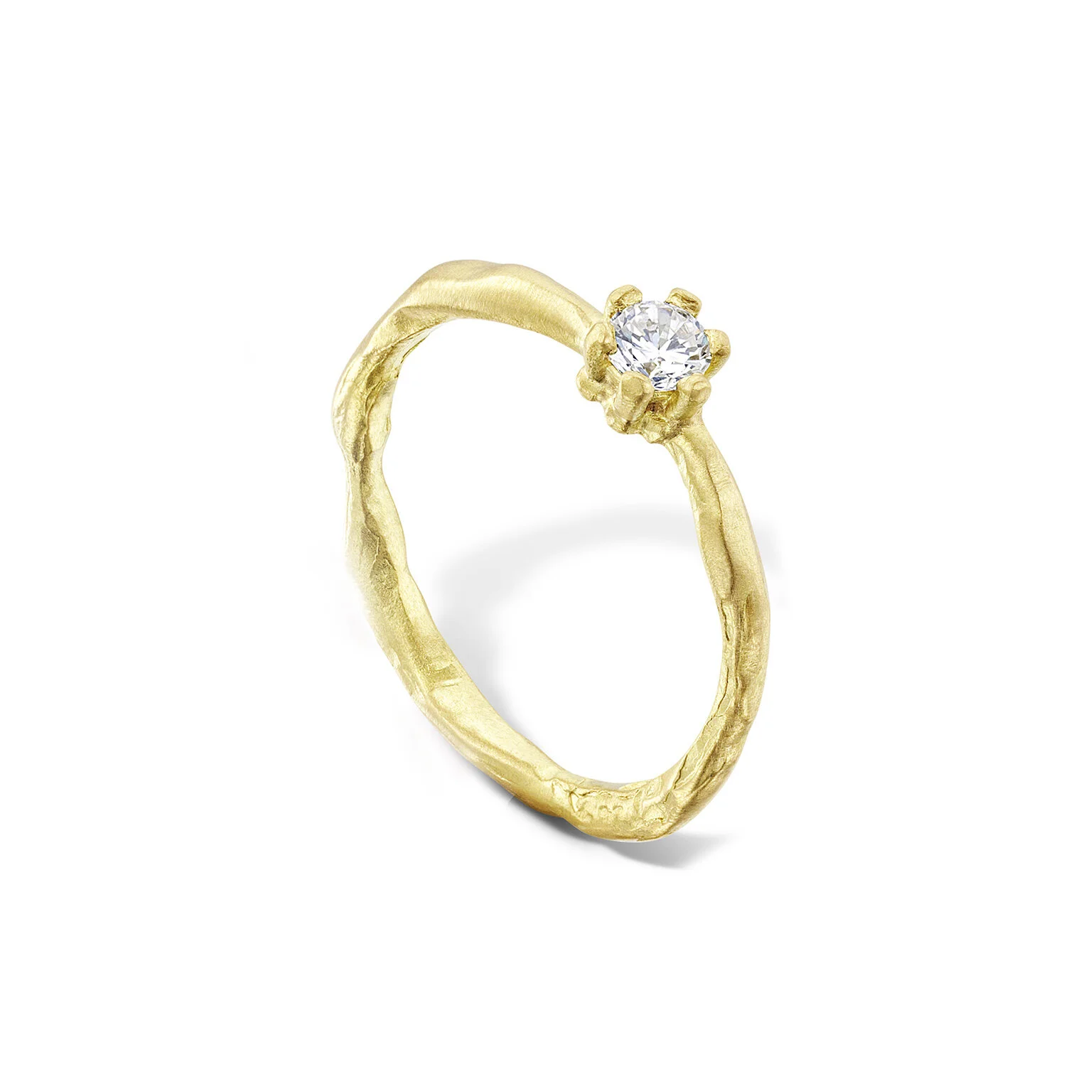 Sculpted Diamond Solitaire in 9ct Yellow Gold Size L