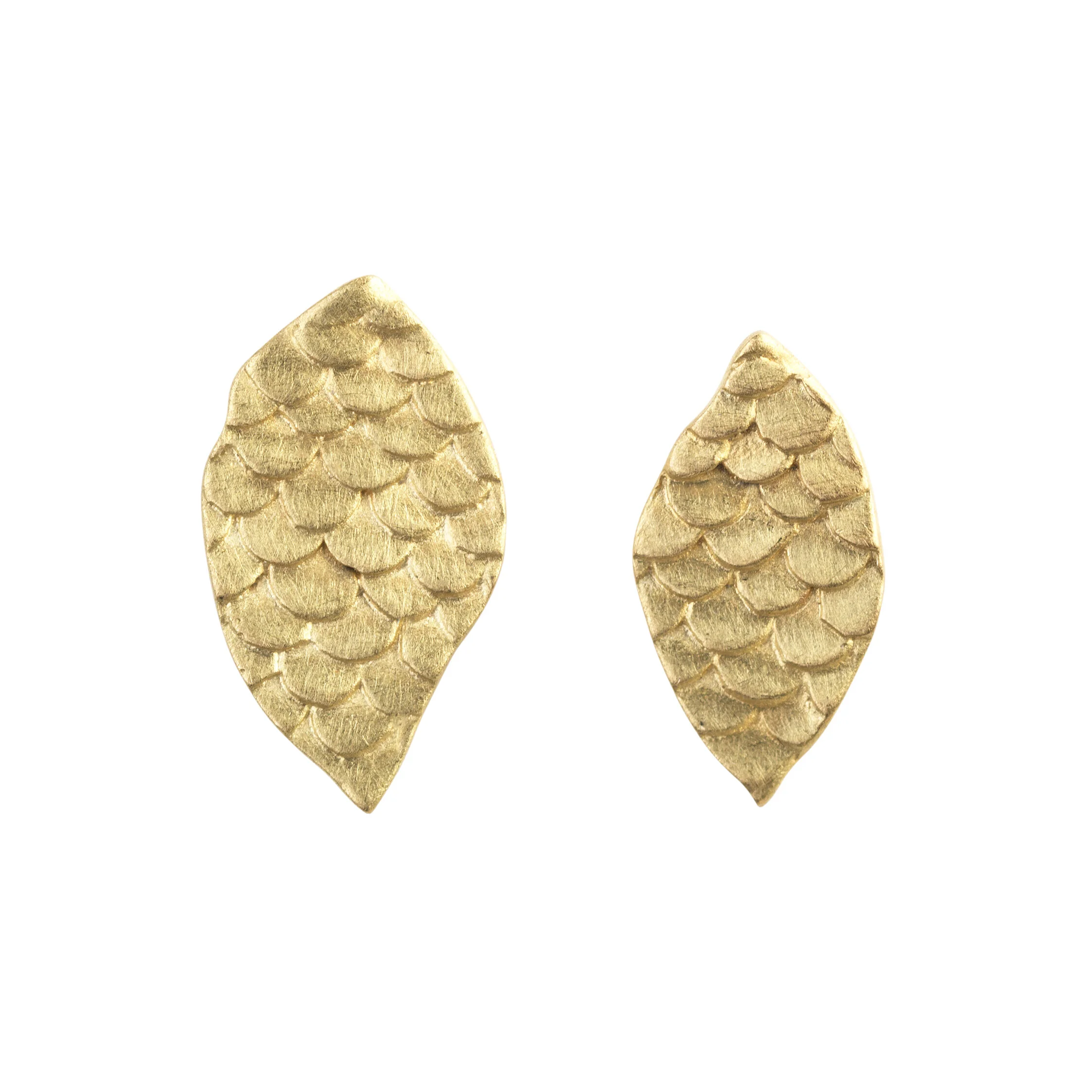 Catkin Fallen Leaf Studs in 18ct Yellow Gold