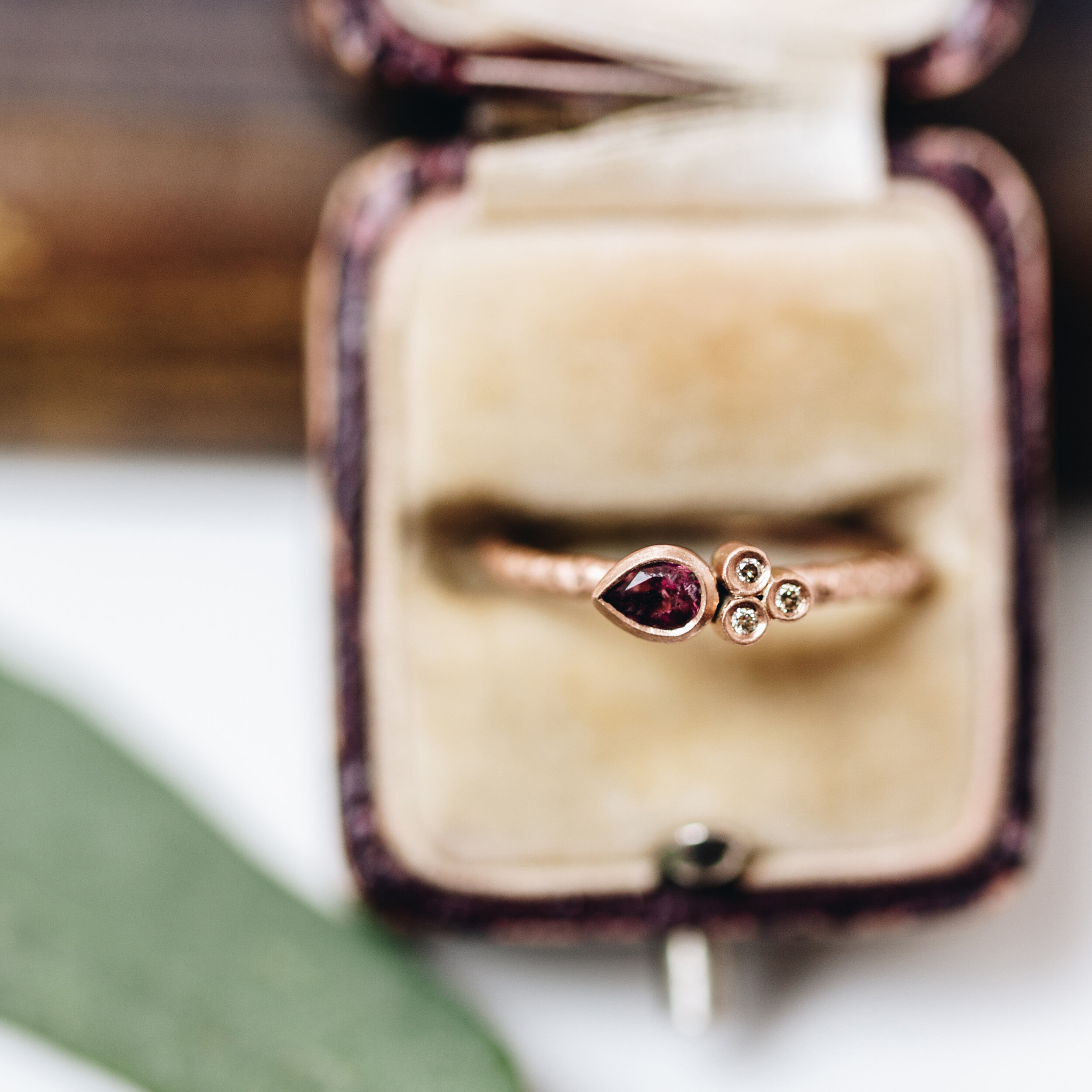 Catkin Pink Tourmaline Tri Cluster Ring