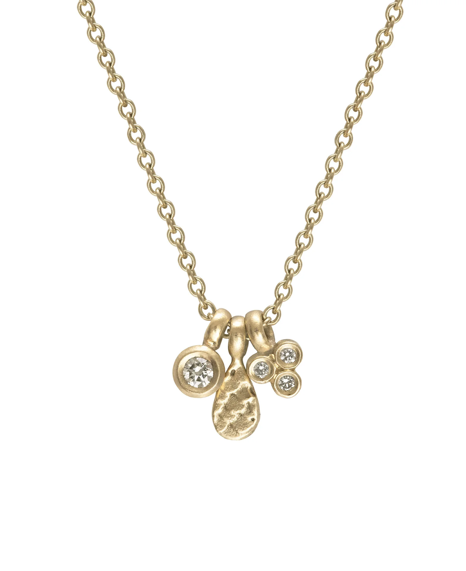 Catkin Tiny Diamond Charm Necklace in 9ct Yellow Gold