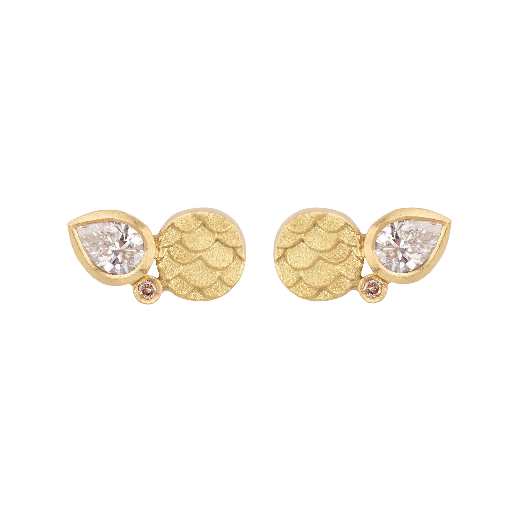 Catkin Curiosity Cats Eye Studs in 18ct yellow gold