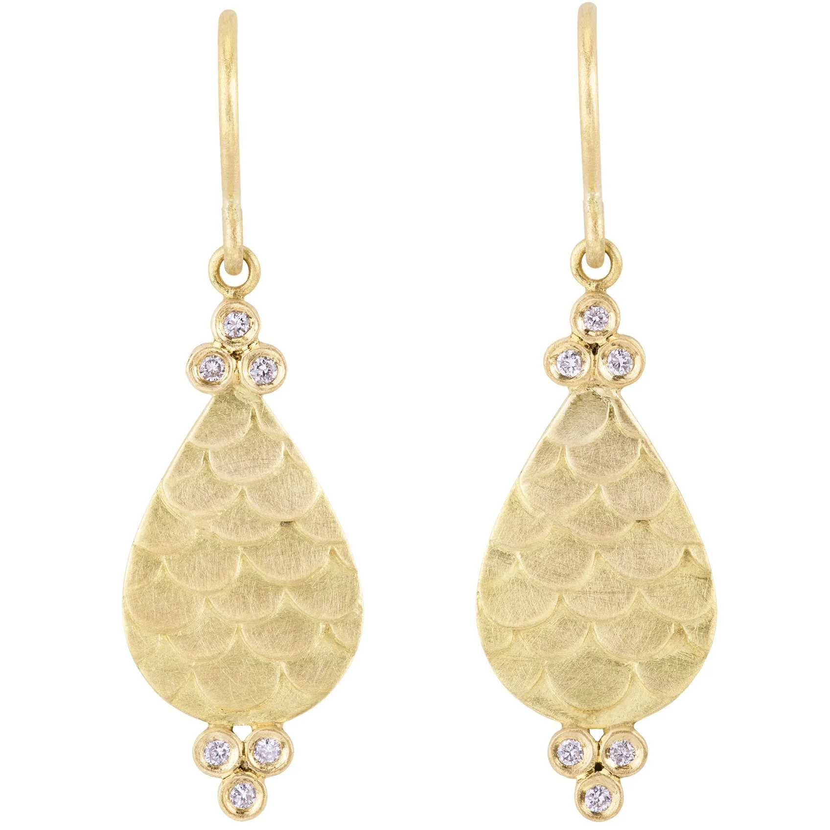 Catkin Clover Droplet Hook Earrings in 18ct Yellow Gold