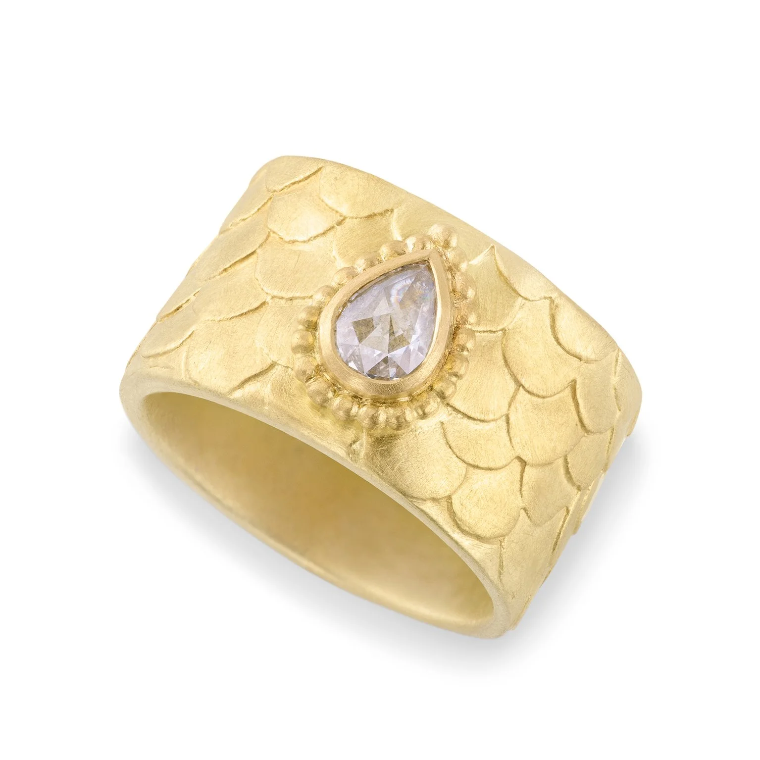 Snug Ring with Pear Diamond in 18ct Gold Finger Size O