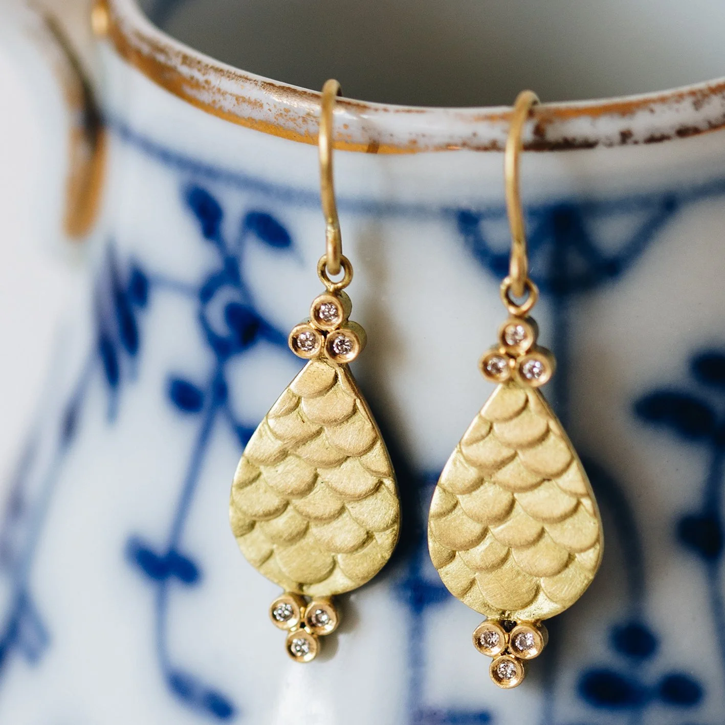 Catkin Clover Droplet Hook Earrings