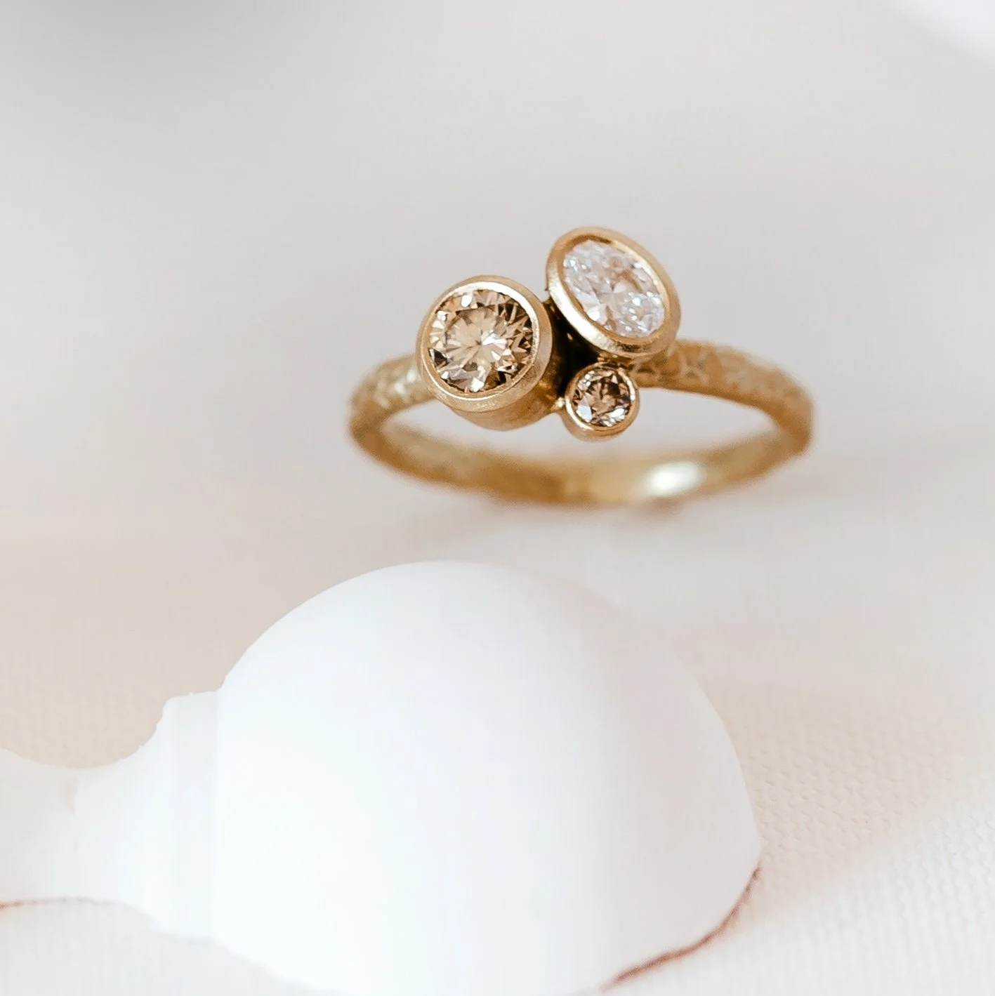Catkin Three Diamond Cluster Ring