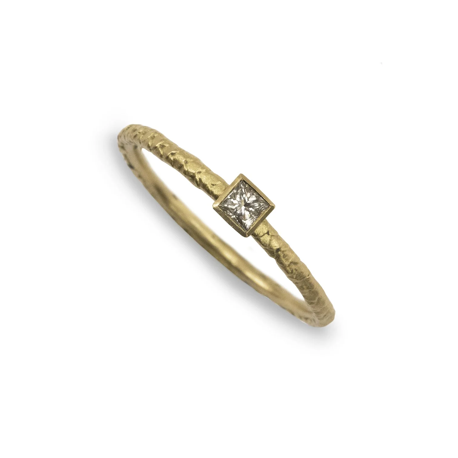Catkin Square Diamond Solitaire Stacking Ring in 9y size M 1/2